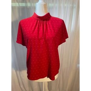 Vince‎ Camuto Size X-Small Women's Short Sleeve Red Blouse